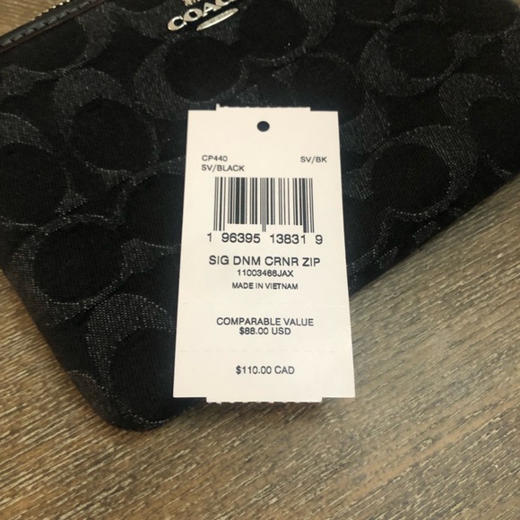 Coach Signature Black Denim Wristlet - Picture 4 of 4